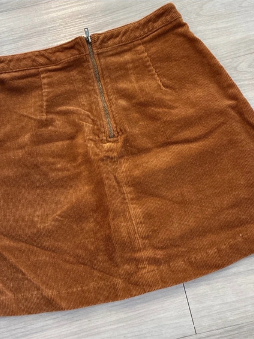 Forever 21 Rust Brown Corduroy Mini Skirt with Front Zip